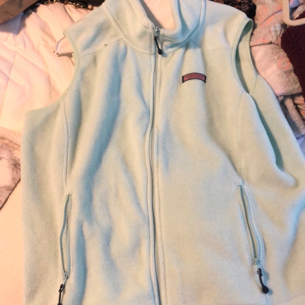 Never worn mint green vineyard vines fleece vest